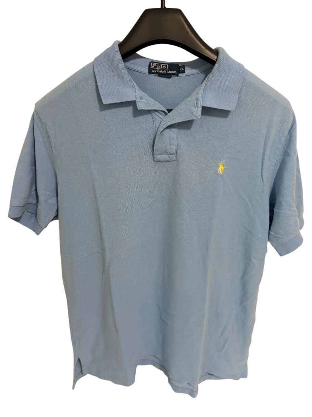 POLO Ralph Lauren Mens XL Short Sleeve Polo Shirt Light Blue Yellow Pony